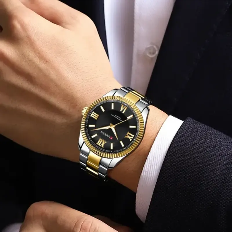 Curren Black Dial Two-tone Hardlex Men’s Watch- 8453